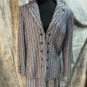 SOLD NWT St. John Collection Blue Tweed Skirt Suit, Jacket Size 14